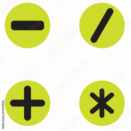  math icons. The concept of counting and solving math problems. Vector illustration