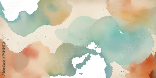 Abstract watercolor hand-painted background with a vintage blue sky and clouds texture