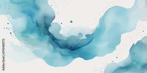 Blue abstract watercolor texture with sky and water elements, like a frozen winter cloud