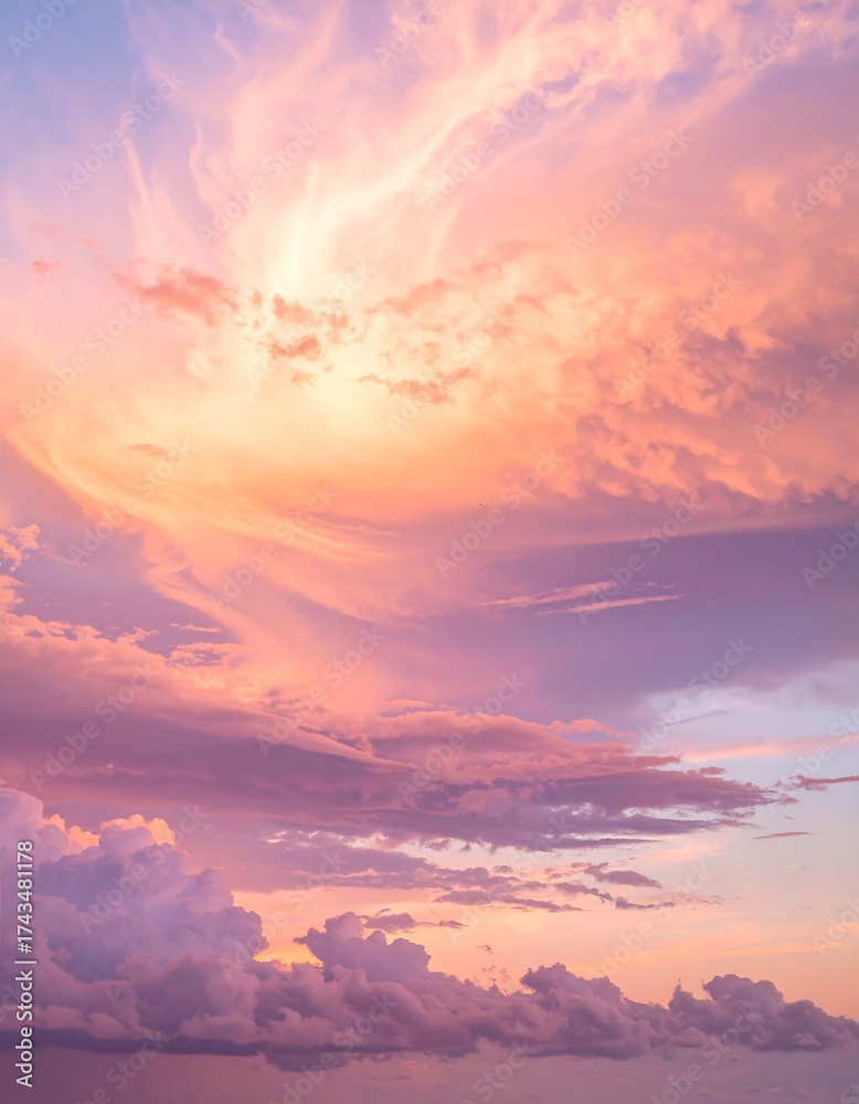 Fototapeta premium Vibrant sunset sky with clouds