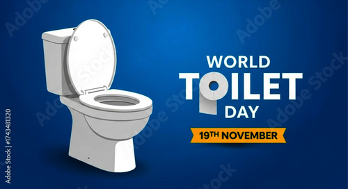 White Ceramic Toilet with Open Lid, Plumbing Fixture for Sanitation