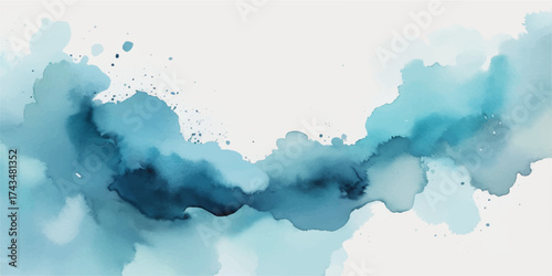 Abstract watercolor texture of a cloudscape in a light blue summer sky
