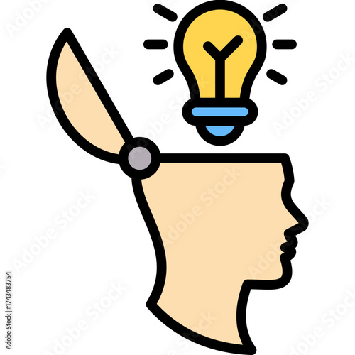 Open Minded Thinking lineal color icon
