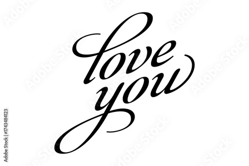 Love You - Love You message text letter word typography hand drawn
