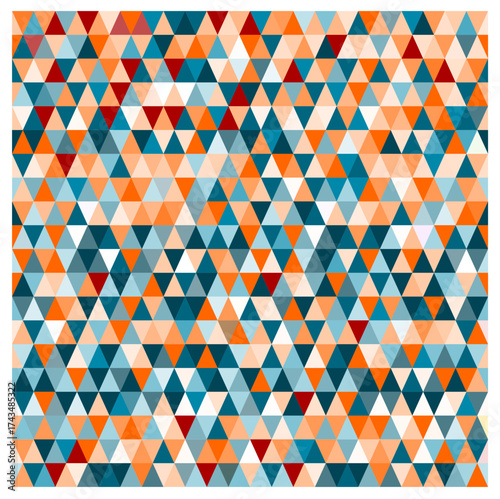 Geometric pattern in red, orange and petroleum blue, vector illustration
