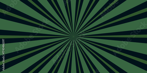 Retro horizontal background with bright rays in the center. Rotating spiral stripes. Sunburst or solar burst retro background. Vector illustration.