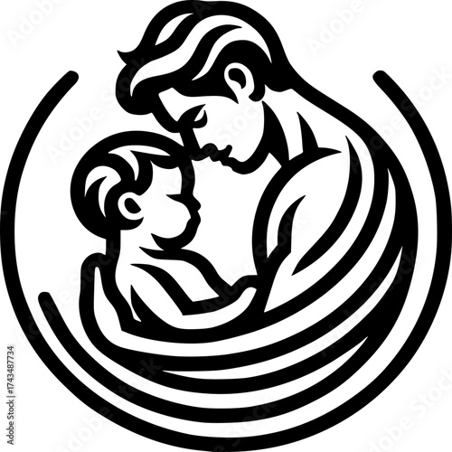 Cherishing Bonds: A tender illustration portraying a parent cradling a baby, their faces illuminated by a profound bond of love and care. This scene speaks volumes about the heart of parenting. 
