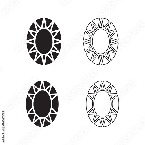 Gem Cut Oval Solid Icons Collection