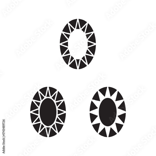 Gem Cut Oval Solid Icons Jewelry Set