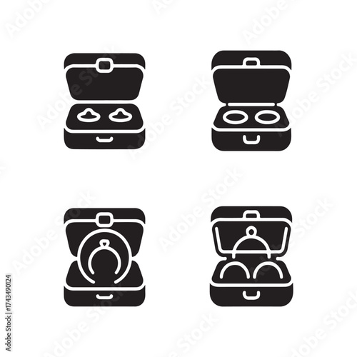 Jewelry Box Solid Icons Elegant Set