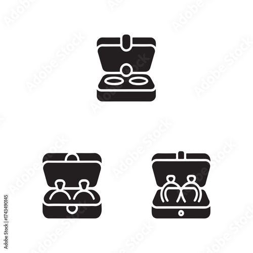 Jewelry Box Solid Icons Stylish Bundle
