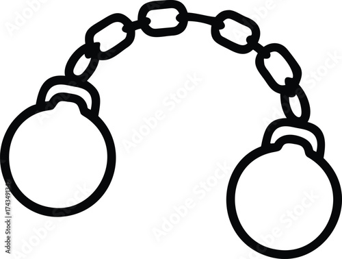 chained shackles outline icon. medieval dungeon symbol