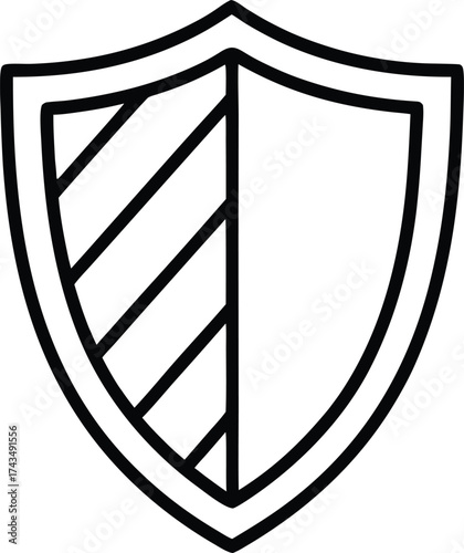 Medieval stripped shield outline icon