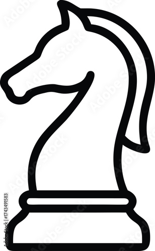 knight chess piece outline icon