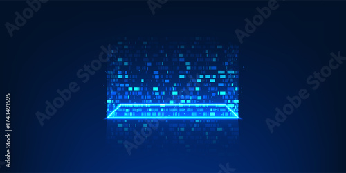 Futuristic layered square shapes representing technological structure, data layers, and digital innovation, showing the connection between each level of modern technology