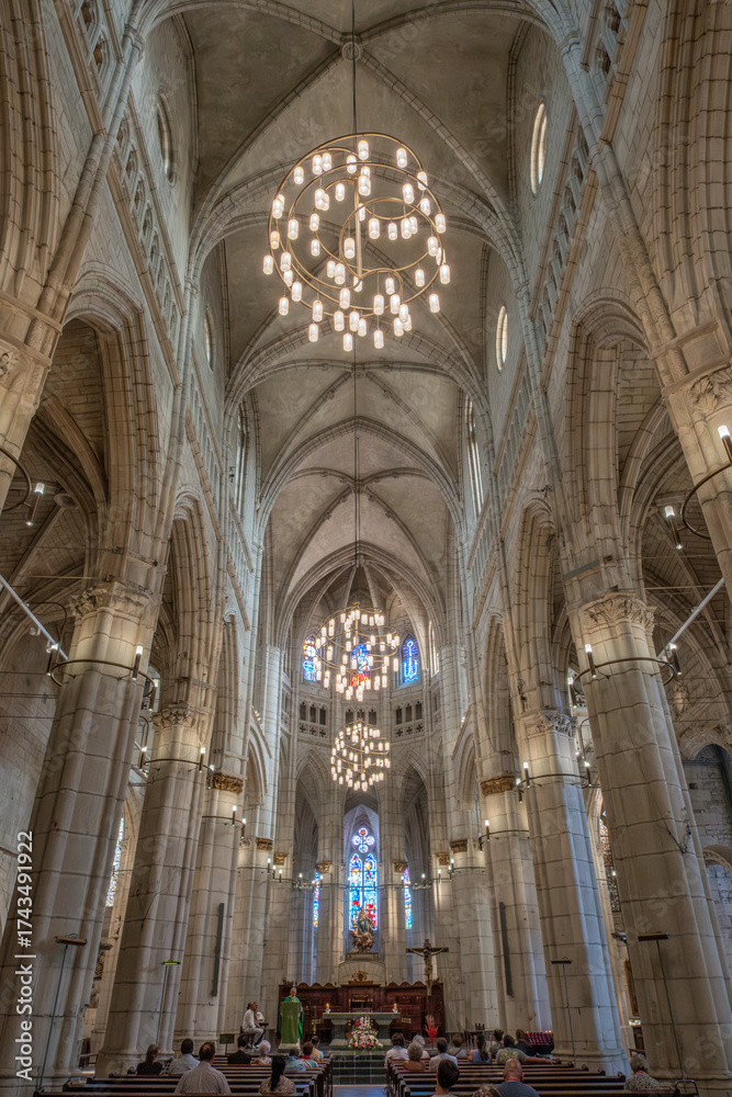 Fototapeta premium Gothic Interior of Santa Maria Cathedral in Vitoria-Gasteiz, Basque Country Spain, Vaulted Ceiling, Historic Church, Medieval Architecture