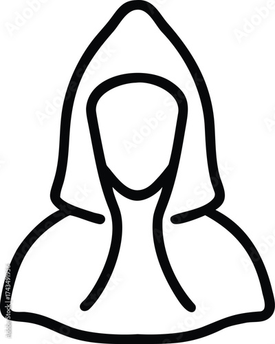 medieval monk hood outline icon