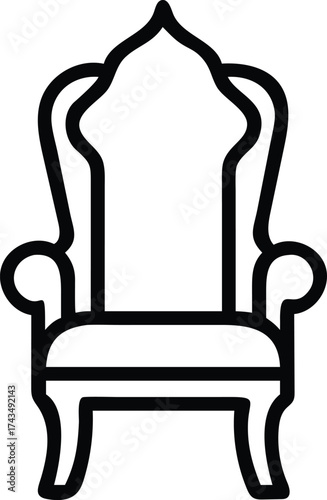 royal throne chair outline icon. monarchy authority leadership luxury concept