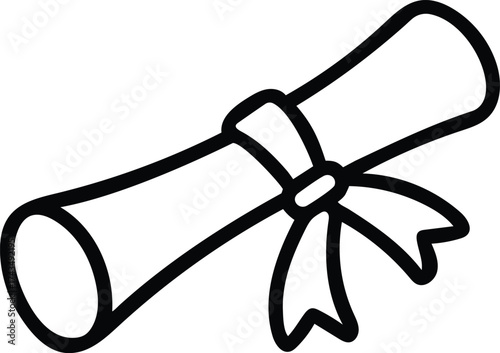 scroll tied with ribbon outline icon. ancient parchment symbol, medieval message delivery icon