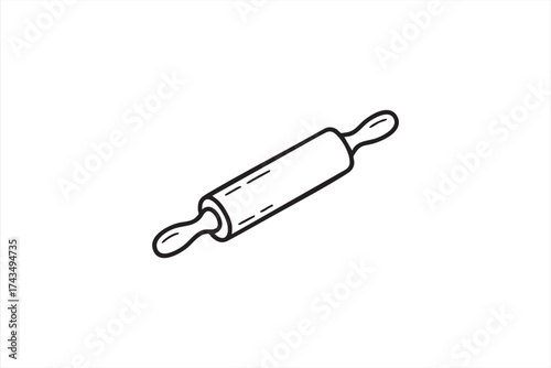 Minimalist rolling pin vector icon symbolizing baking, cooking, and kitchen concept.
