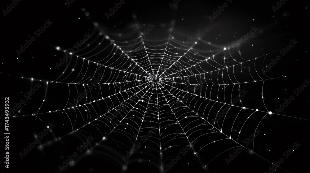 Fototapeta premium Abstract glowing spider web connecting digital network