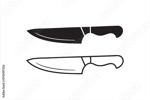 Flat vector knife symbol representing cooking, dining, and culinary creativity.