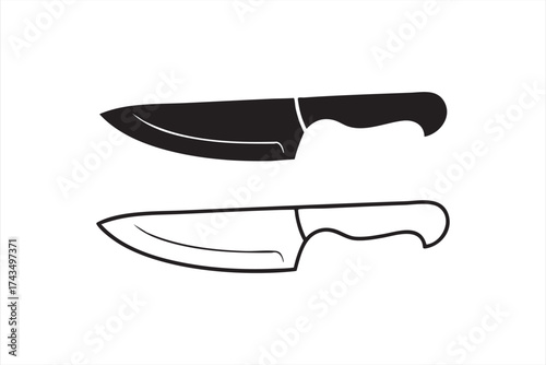 Modern chef knife icon design ideal for food preparation and kitchen themes.