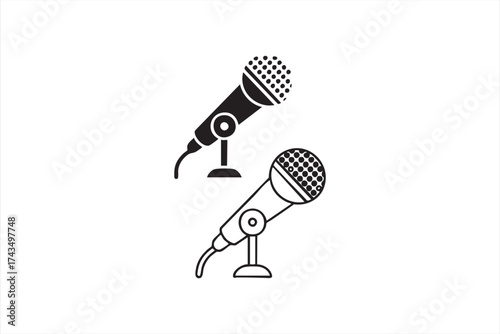 Minimalist microphone vector icon representing podcast, music, and audio production.
