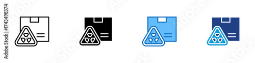 Hazard Package Multiple Style Icon Design Vector - Package box with biohazard warning sign indicating dangerous materials and chemical transport