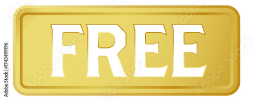 プレートに切り抜かれた「FREE」の文字。白背景にベクターイラスト。