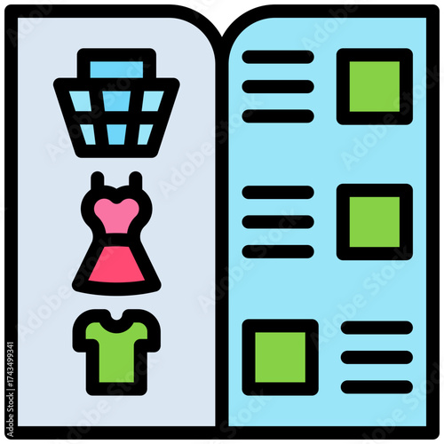 catalog icon for shopping store, business, website, application, printing, document, poster design, etc