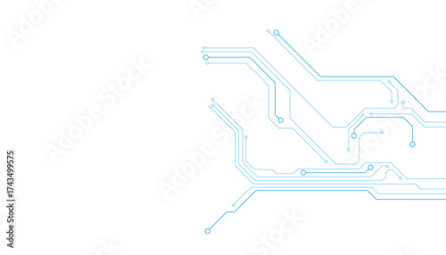 Technology blue circuit diagram on white background. High-tech circuit board connection system.Vector abstract technology on white background.
