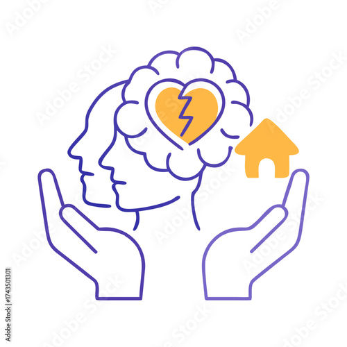 Concept of icon, vector, Charity symbolizing mental health support  