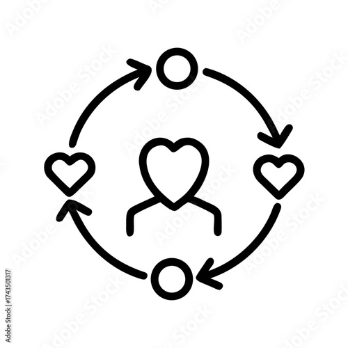 Circular icon representing charity and connection concepts  