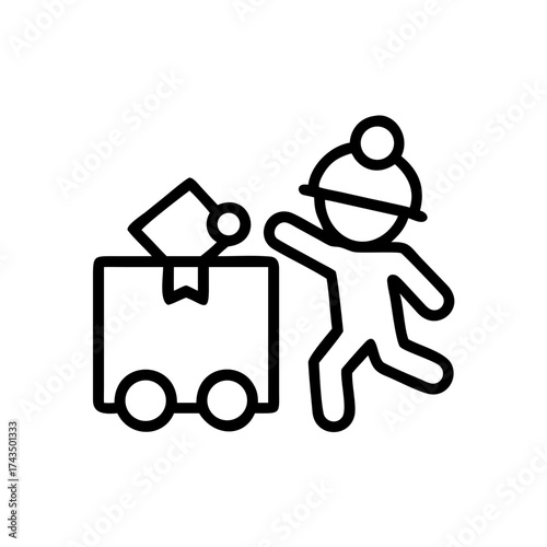 Child icon donating toys into a charity box for donation concept  