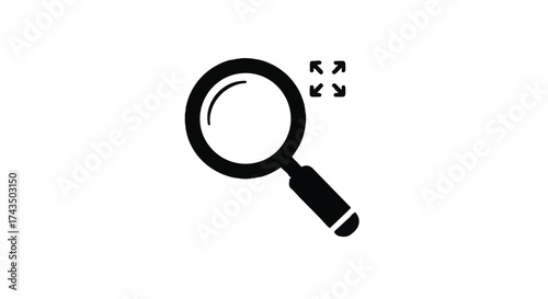 Magnifying glass icon with outward arrows, representing zoom or expansion functionality in search or viewing contexts