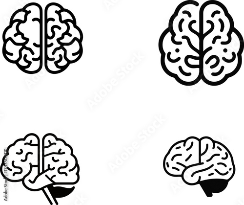 Brain Line Icon – Intelligence, Mind, and Creativity Symbol Vector