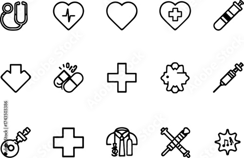 Medical Icon Set – Healthcare, Doctor, Hospital, and Health Symbols