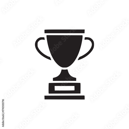 Isolated black trophy icon on white background representing achievement and success in competition
