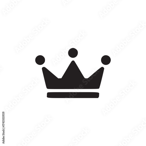 A simple black crown icon with three rounded points on a white background in a minimalist style