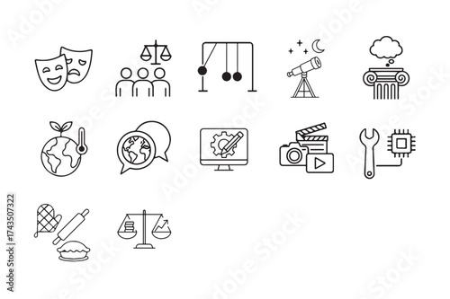 Collection of hand drawn logistics and delivery vehicle icons