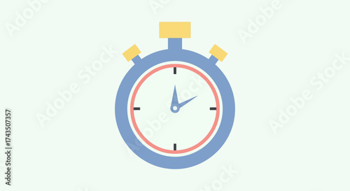 Blue Stopwatch with Red Circle and Yellow Accents.