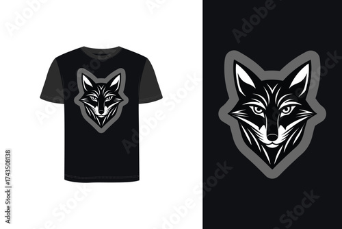 Tshirt mockup fox face graphic dark t shirt mockup animal head