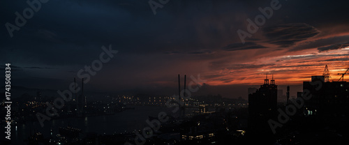 Cityscape at dusk: a serene urban twilight.