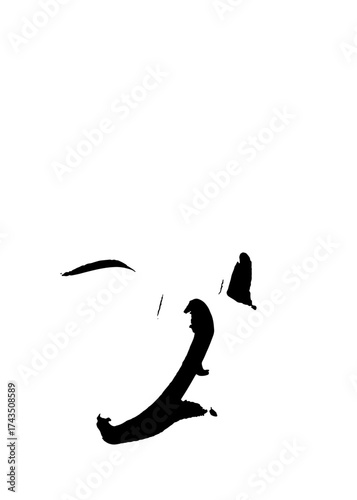 Zen Brushstroke Art Expressing Serenity, Simple Black Ink Design Inspired by Japanese Calligraphy, Minimalist Art for Meditation and Mindfulness, Elegant Asian Aesthetic, Originally a Vector Graphic