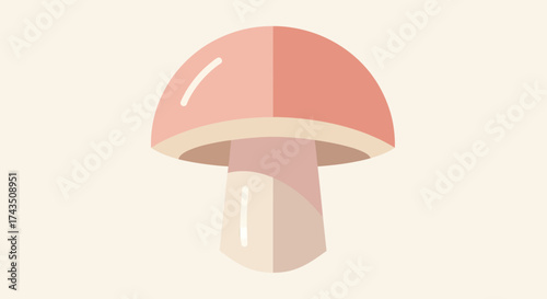 Illustration of a Pink Mushroom with a Simple Design.