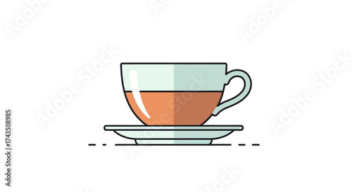 Illustration of a Tea Cup with Tea on a Saucer.