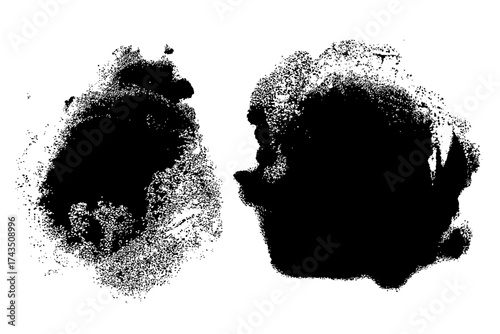 Set of hand drawn paint, ink brush strokes, brushes, lines. Dirty artistic design elements, boxes, frames for the text. Abstract black and white background.