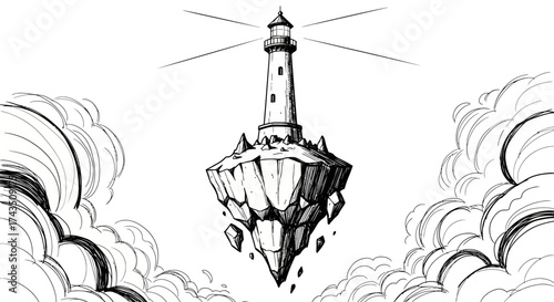 Lighthouse on Floating Island - A Beacon of Hope and Guidance.