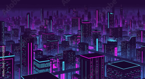 Neon Cityscape - A Vibrant Urban Landscape at Night.